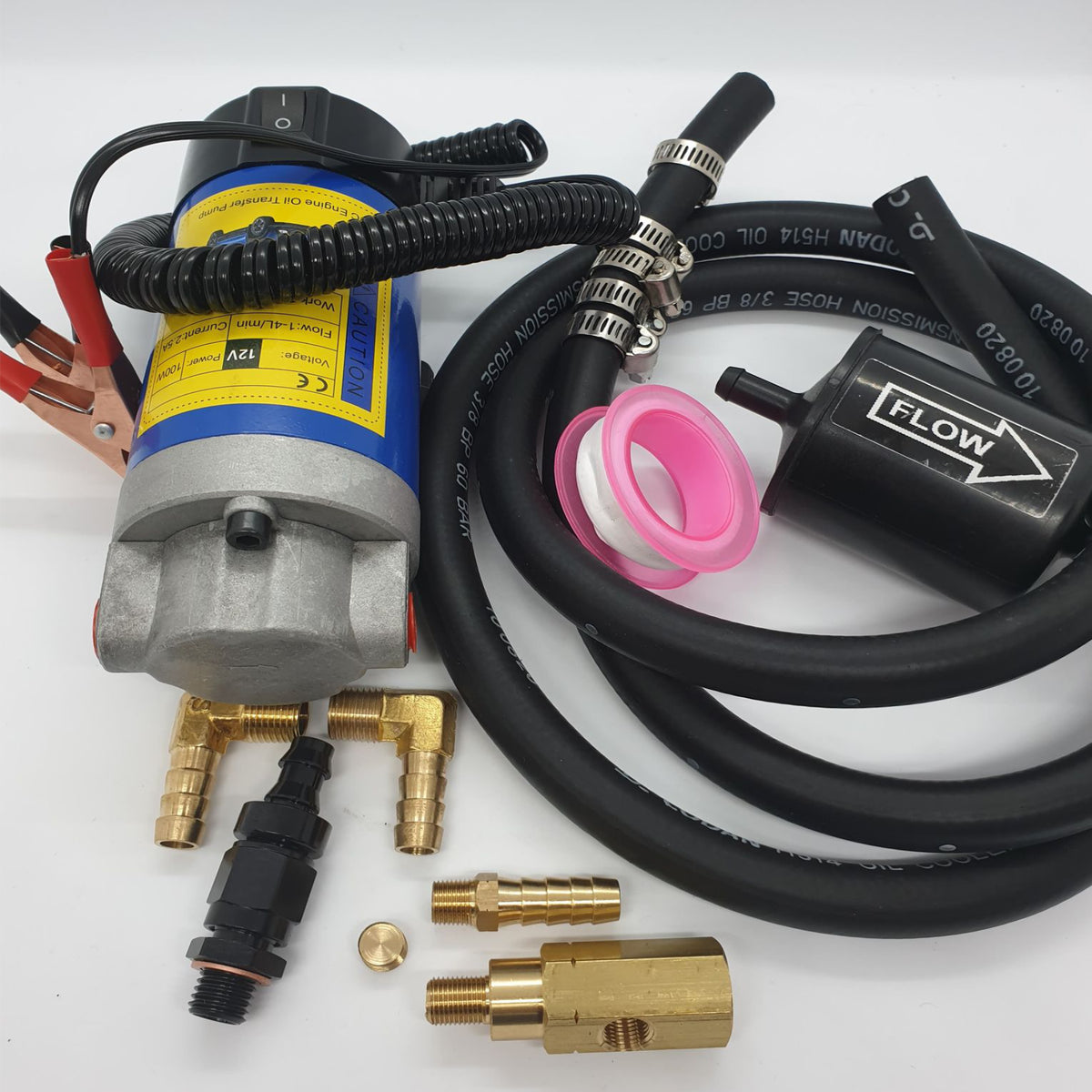 engine oil primer kit with a 12v pump, filter, fittings, hose, and clamps, Engine Oil Priming Kit Perfect for Freshly Built  Rebuilt Engines