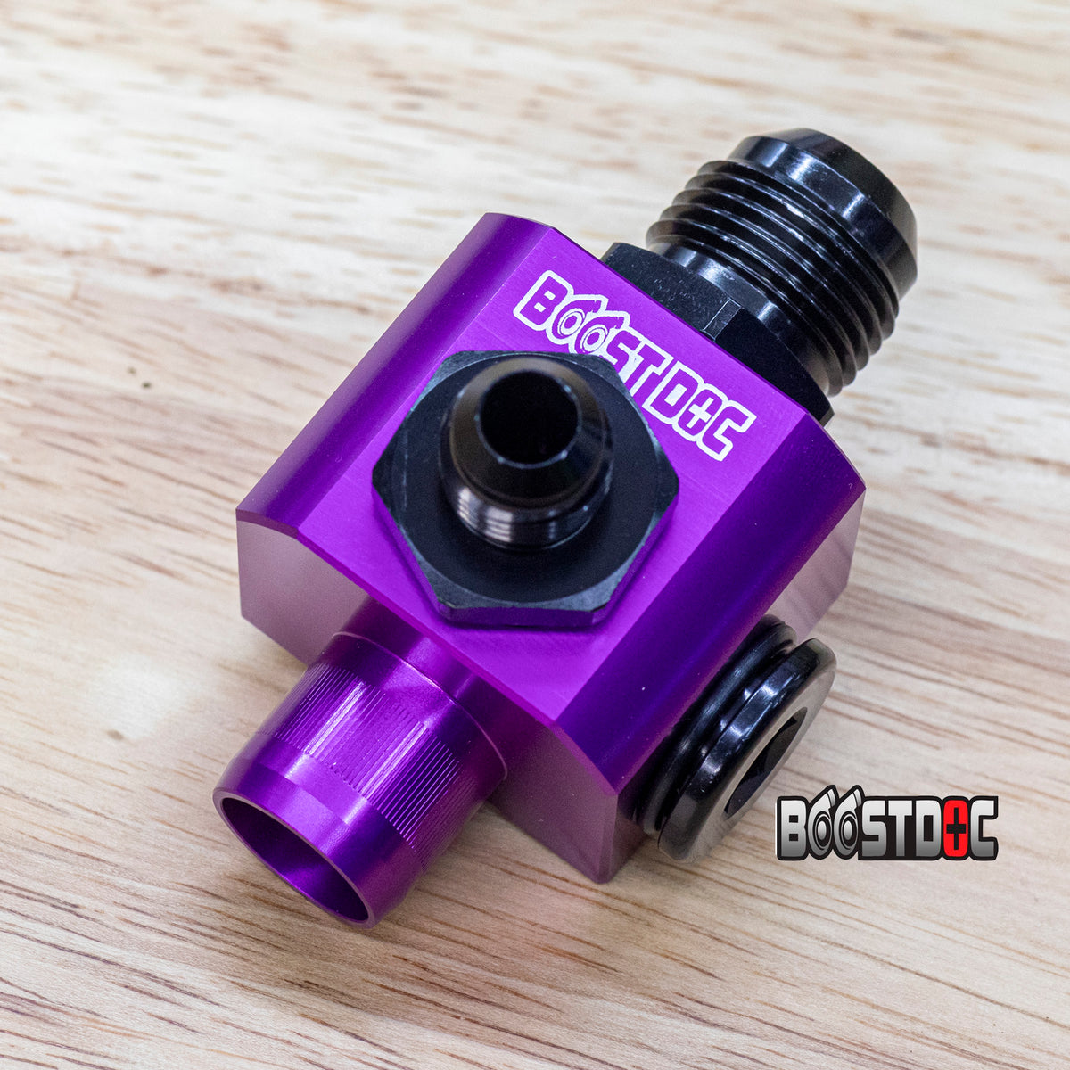 Nissan RB Heater/Coolant Thermostat Outlet Block – Billet Upgrade purple