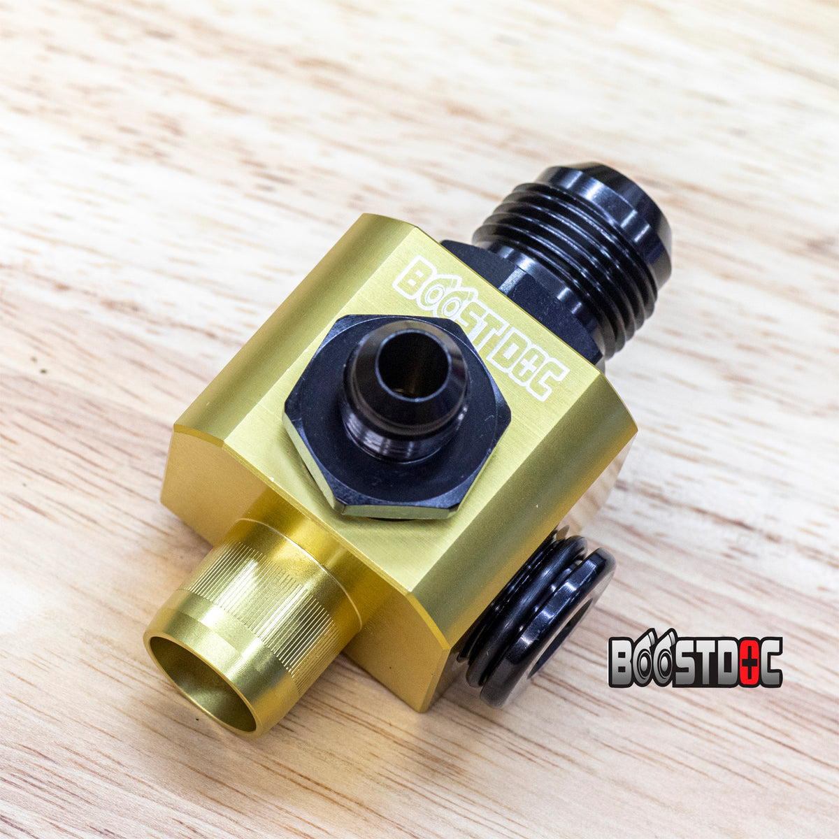Nissan RB Heater/Coolant Thermostat Outlet Block – Billet Upgrade yellow