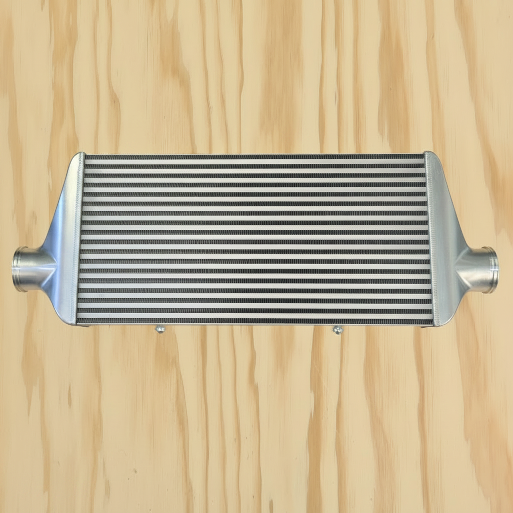 CNC billet tank intercooler. 600x300x90mm supports hi boost. 3" Vibrant HD clamp integrated cnc tank