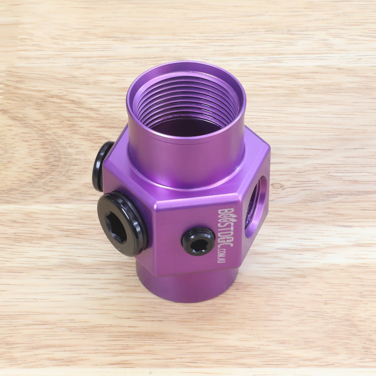 Purple AN hose fitting, RB25 Neo intake manifold adapter, temp fan block upgrade, replace rusty stock unit, fix leaks