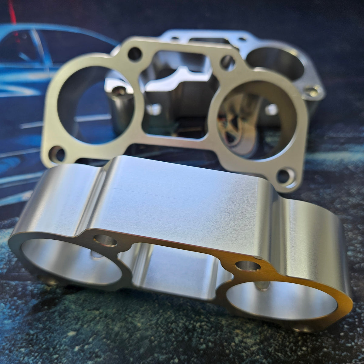 RB26 ITB Throttle delete kit, Billet adapter featuring nitrous ports. Fits single DBW throttle 