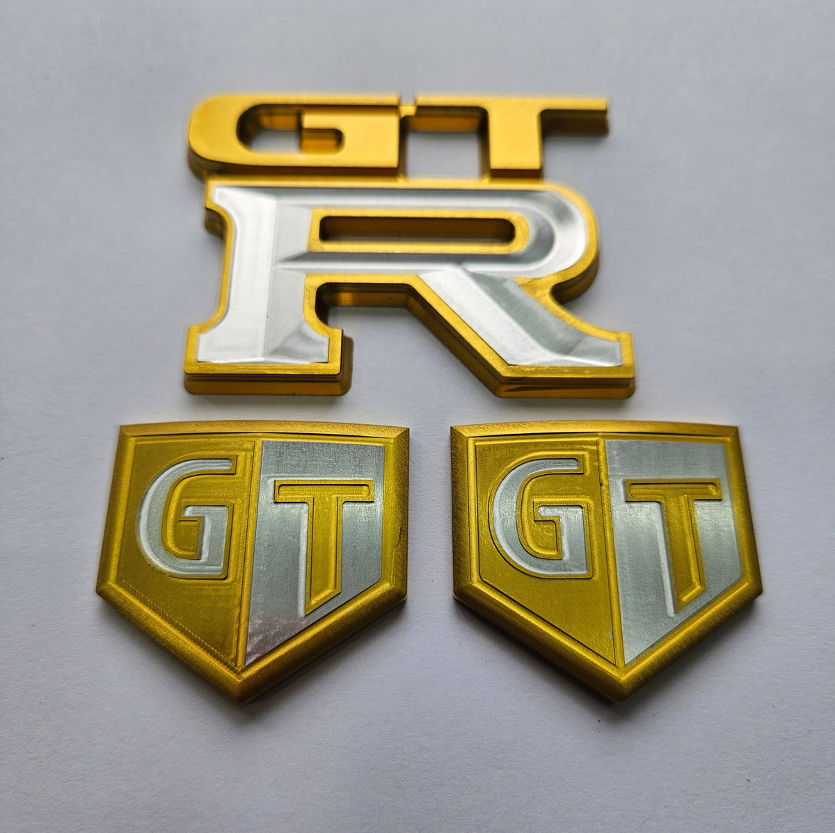Upgrade Nissan GTR Skyline Billet and Titanium Badges silver gold