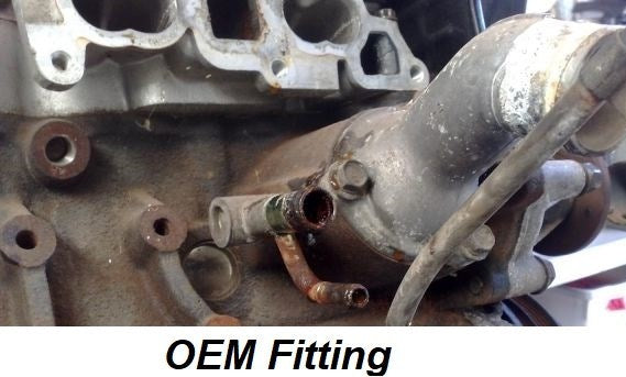 Nissan RB Heater/Coolant Thermostat Outlet Block – Billet Upgrade oem fitting