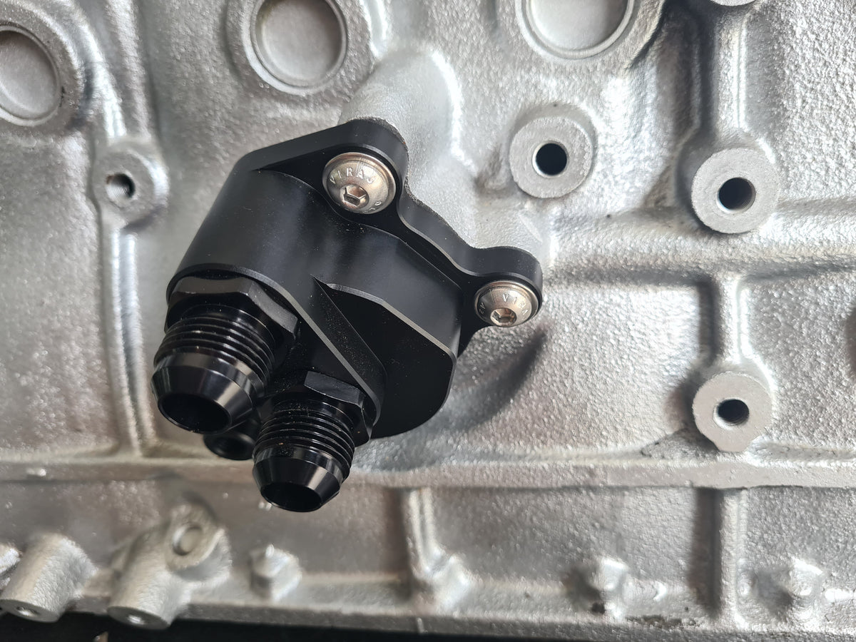 Convert RB engine to remote oil filter housing with this kit.